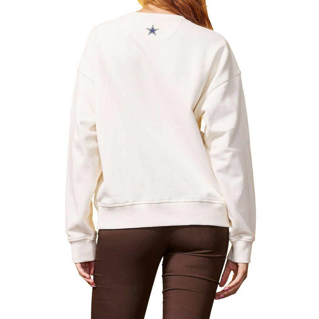 Dallas Cowboys Terez Women's Gems Fleece Crewneck Sweatshirt White - NFL