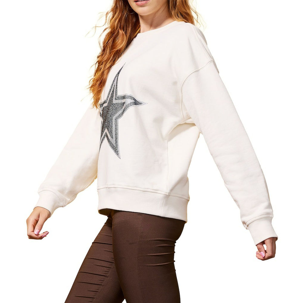 Dallas Cowboys Terez Women's Gems Fleece Crewneck Sweatshirt White - NFL