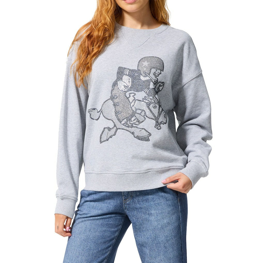 Dallas Cowboys Terez Women's Retro Gems Fleece Crewneck Sweatshirt Gray - NFL