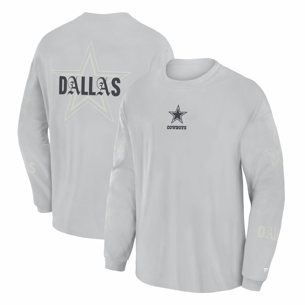 Dallas Cowboys Oversized Type Play Long Sleeve T-Shirt Gray - Fanatics