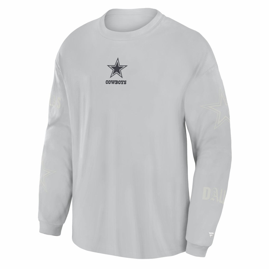Dallas Cowboys Oversized Type Play Long Sleeve T-Shirt Gray - Fanatics