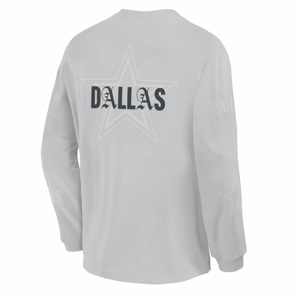 Dallas Cowboys Oversized Type Play Long Sleeve T-Shirt Gray - Fanatics