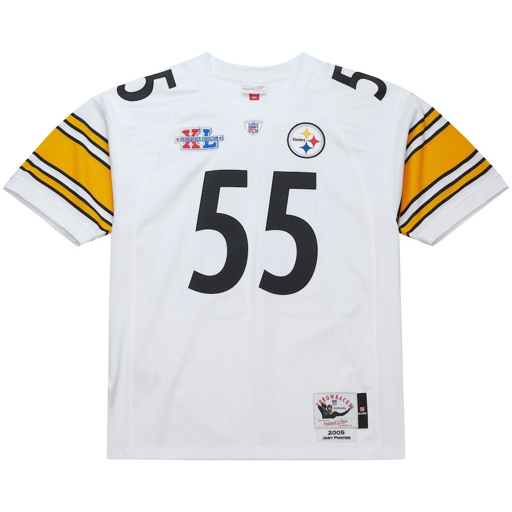 Joey Porter Pittsburgh Steelers 2005 Authentic Throwback Retired Player Jersey White - Mitchell & Ness