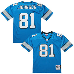 Calvin Johnson Detroit Lions 2007 Authentic Throwback Retired Player Jersey Blue - Mitchell & Ness