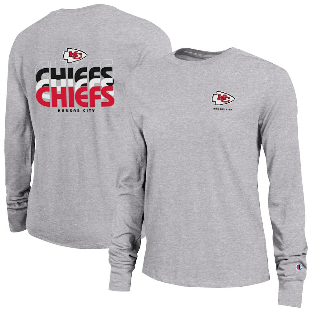 Kansas City Chiefs Champion Women's Core Long-Sleeve T-Shirt Heather Gray - NFL