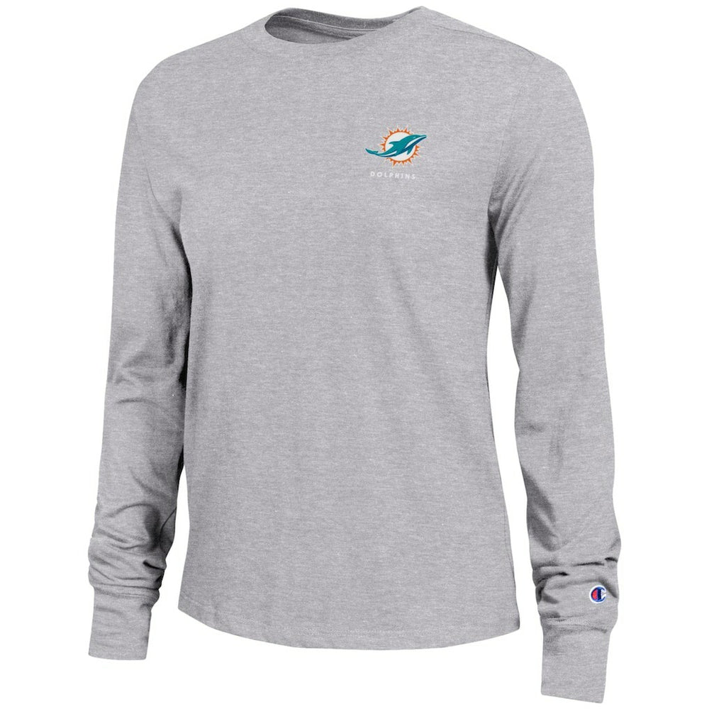 Miami Dolphins Champion Women's Core Long-Sleeve T-Shirt Heather Gray - NFL