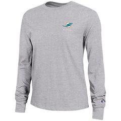 Miami Dolphins Champion Women's Core Long-Sleeve T-Shirt Heather Gray - NFL