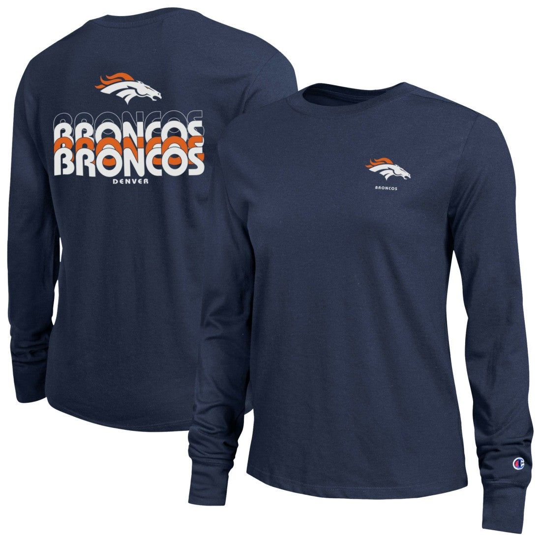 Denver Broncos Champion Women's Core Long-Sleeve T-Shirt Navy - NFL