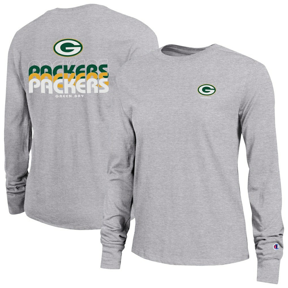 Green Bay Packers Champion Women's Core Long-Sleeve T-Shirt Heather Gray - NFL