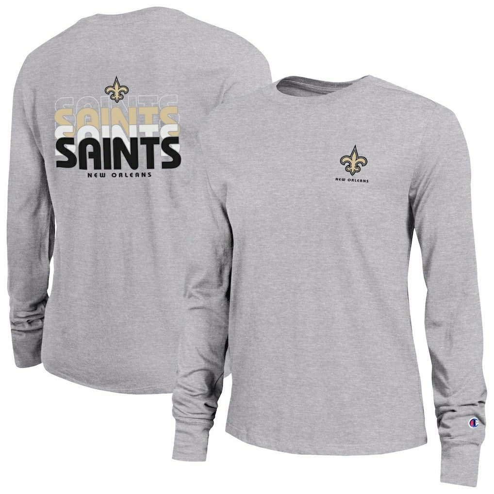 New Orleans Saints Champion Women's Core Long-Sleeve T-Shirt Heather Gray - NFL