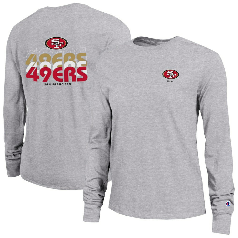 San Francisco 49ers Champion Women's Core Long-Sleeve T-Shirt Heather Gray - NFL