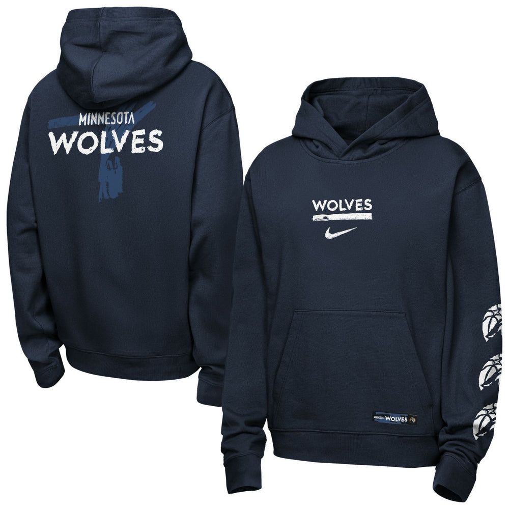 Nike - Minnesota Timberwolves Youth Courtside Club Premiere Hoodie - Navy