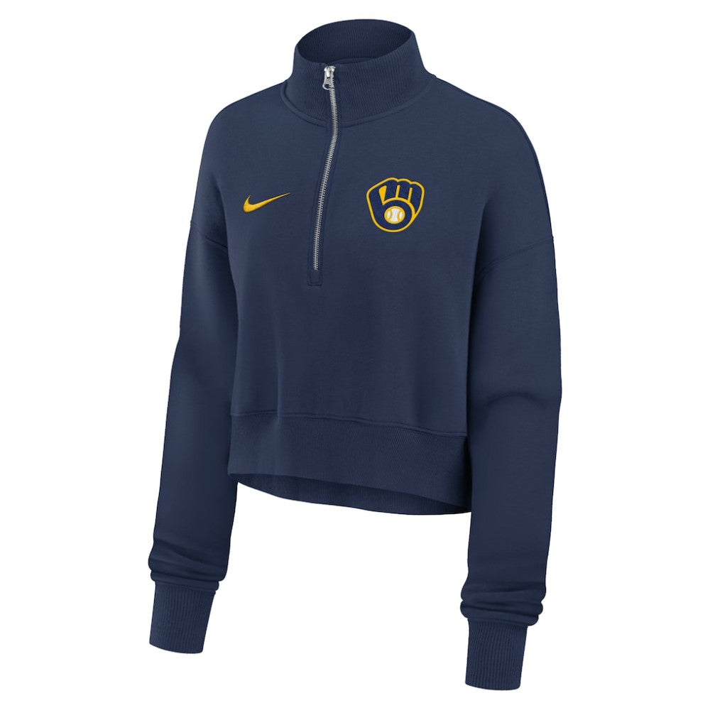 Milwaukee Brewers Nike Women's Primetime Phoenix Fleece Half-Zip Sweatshirt discount