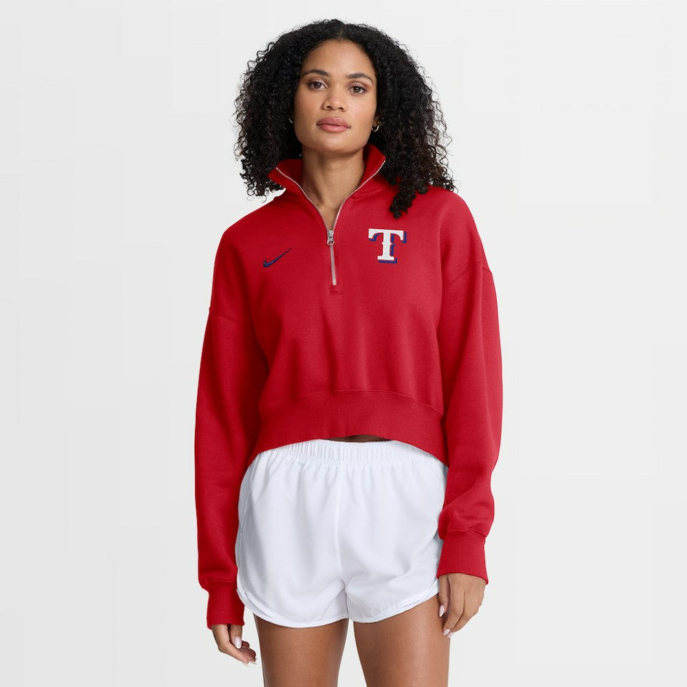 Texas Rangers Nike Women's Primetime Phoenix Fleece Half-Zip Sweatshirt Online