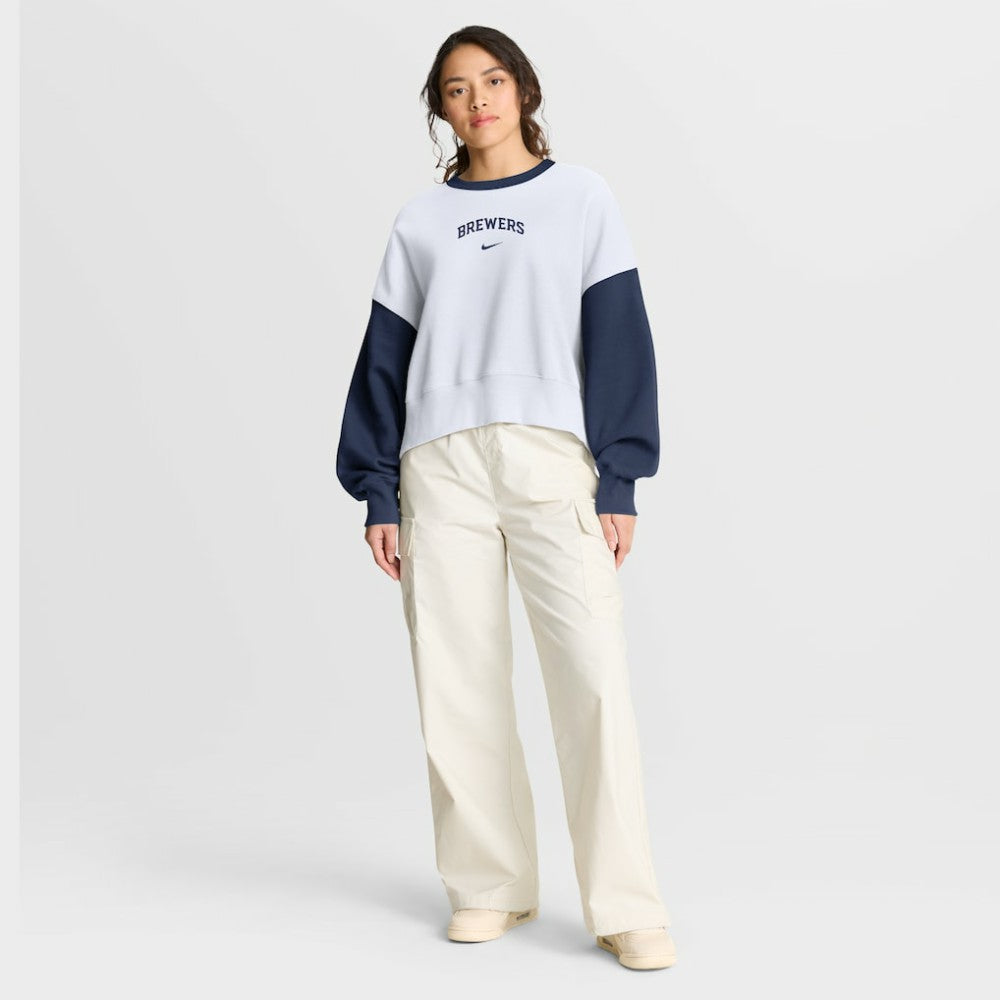 Milwaukee Brewers Nike Women's Oversized High Hip Fleece Sweatshirt Online