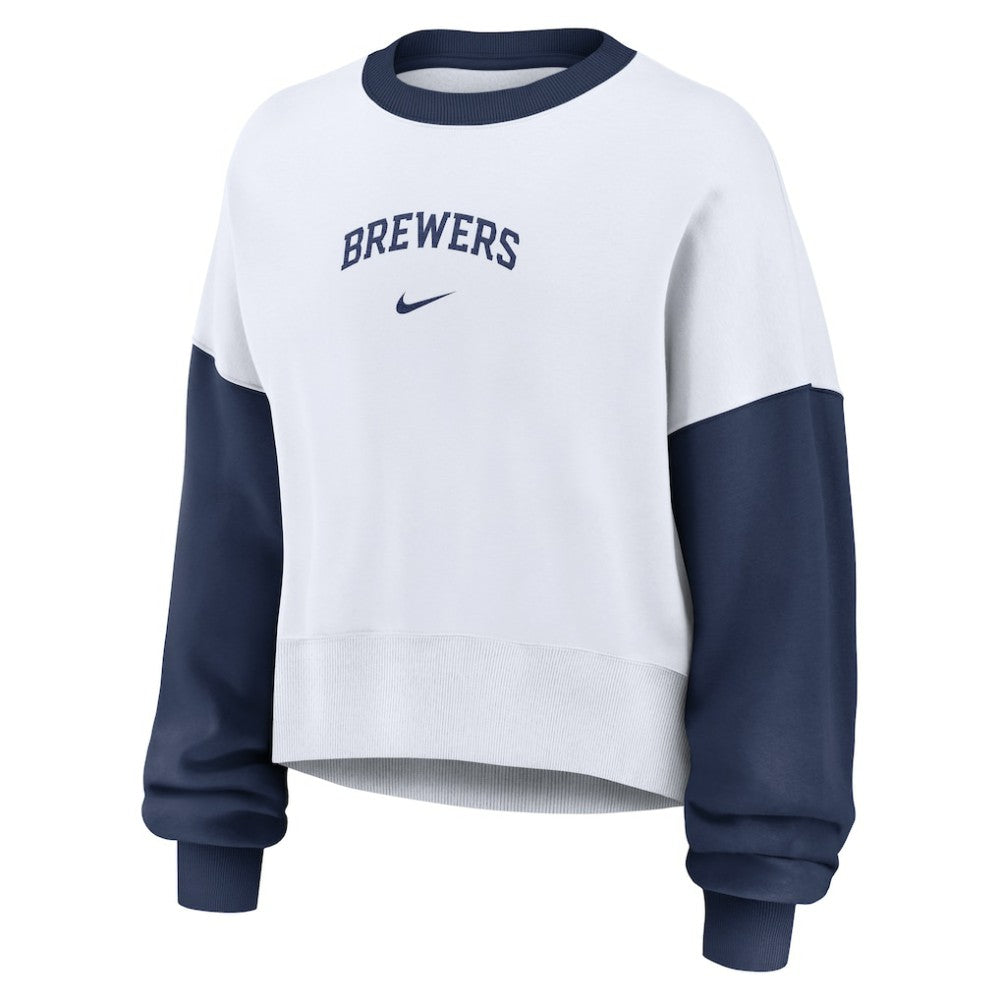 Milwaukee Brewers Nike Women's Oversized High Hip Fleece Sweatshirt Online