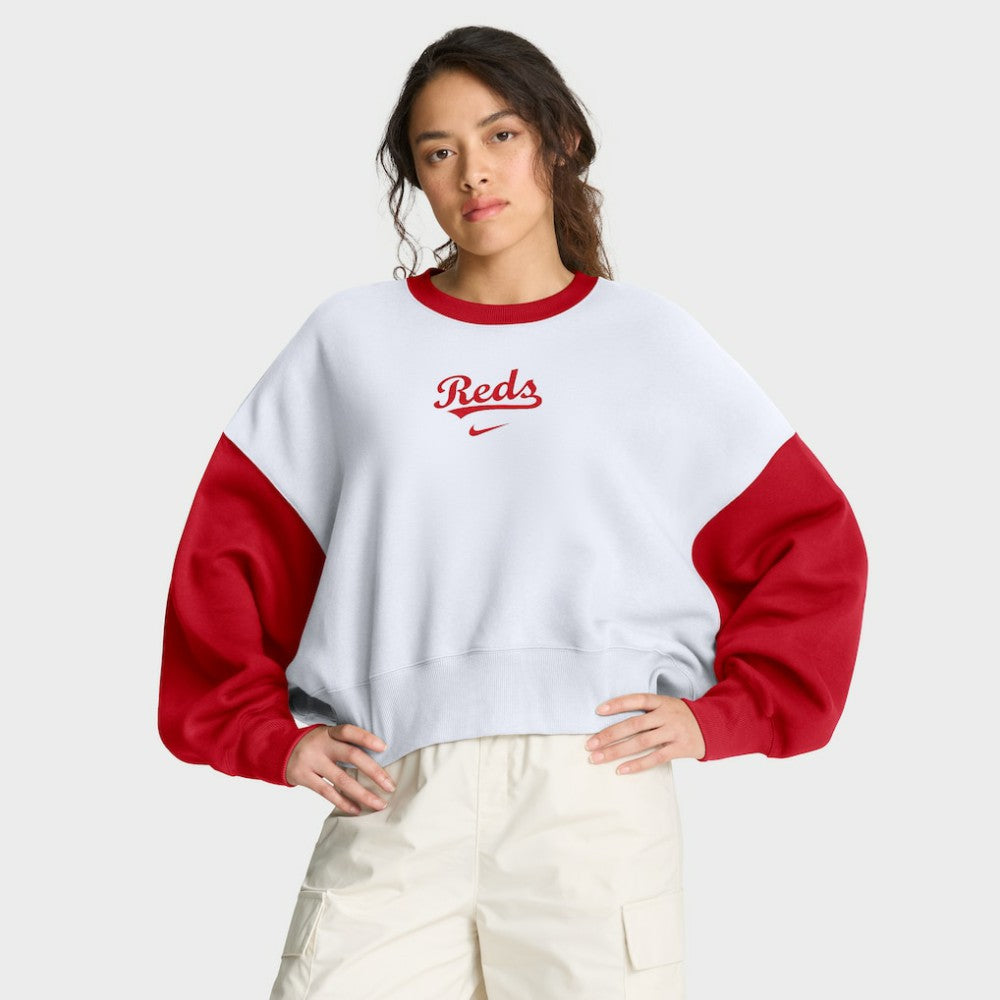 Cincinnati Reds Nike Women's Oversized High Hip Fleece Sweatshirt Sale