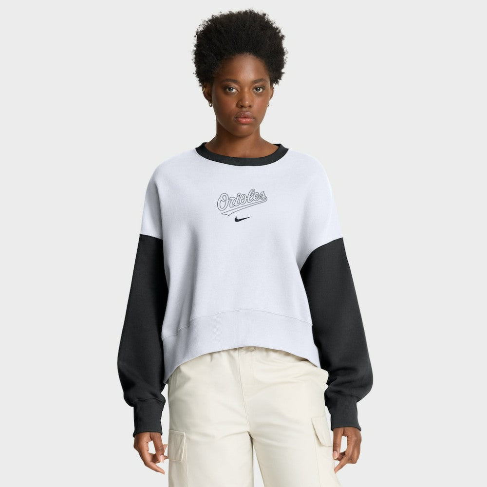Baltimore Orioles Nike Women's Oversized High Hip Fleece Sweatshirt Clearance