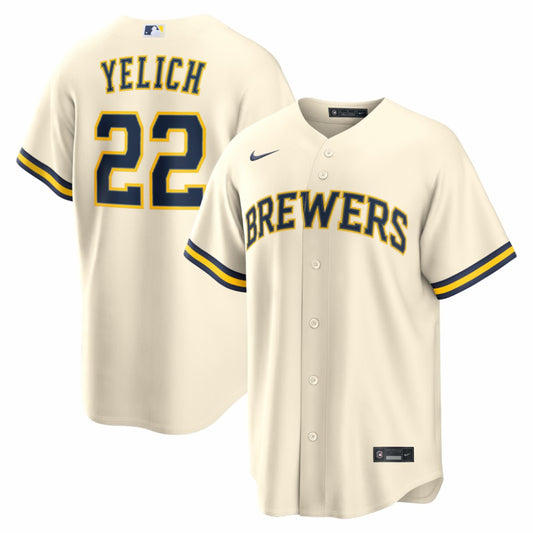 Christian Yelich Milwaukee Brewers Nike Home Replica Jersey - Cream | MLB Jerseys