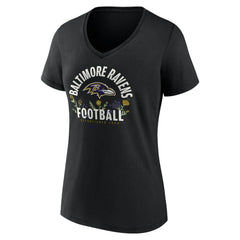 Lamar Jackson Baltimore Ravens Women's Floral Name & Number V-Neck T-Shirt Black - NFL