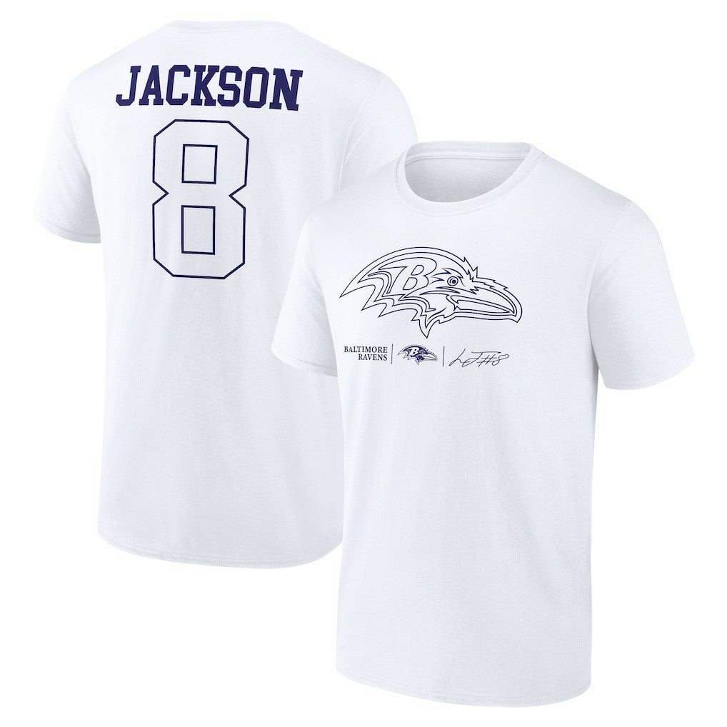 Lamar Jackson Baltimore Ravens Tonal Name & Number T-Shirt White - NFL