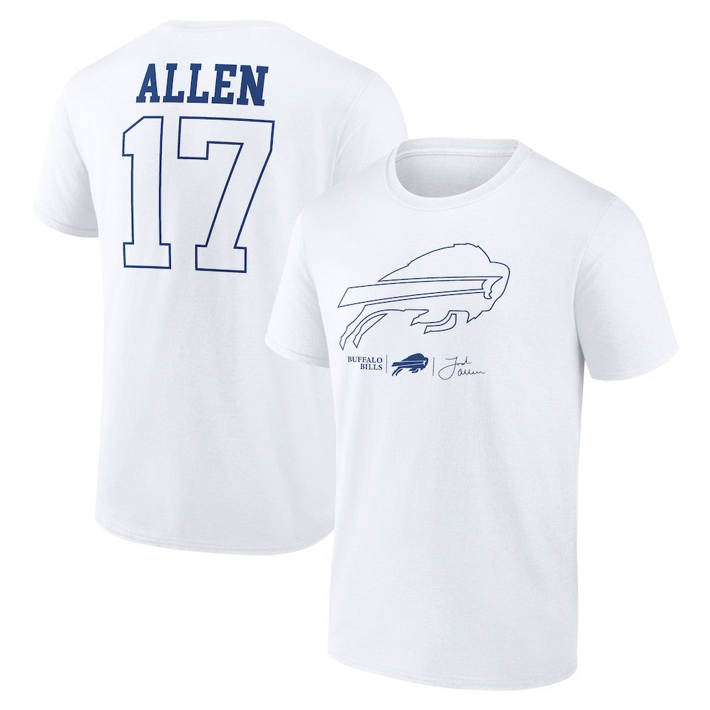 Josh Allen Buffalo Bills Tonal Name & Number T-Shirt White - NFL