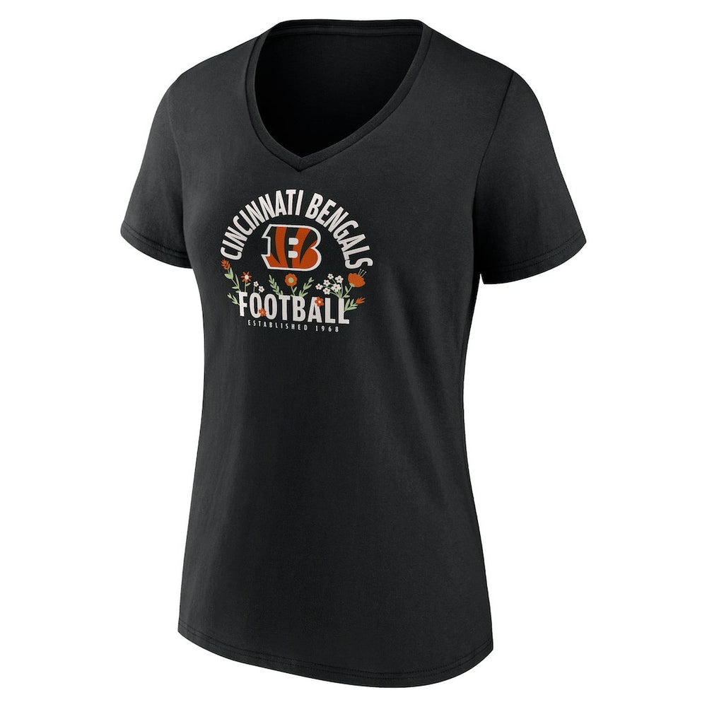 Joe Burrow Cincinnati Bengals Women's Floral Name & Number V-Neck T-Shirt Black - NFL