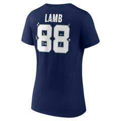 CeeDee Lamb Dallas Cowboys Women's Floral Name & Number V-Neck T-Shirt Navy - NFL