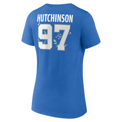 Aidan Hutchinson Detroit Lions Women's Floral Name & Number V-Neck T-Shirt Blue - NFL