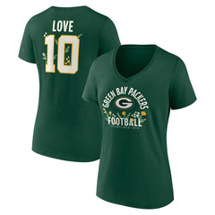 Jordan Love Green Bay Packers Women's Floral Name & Number V-Neck T-Shirt Green - NFL