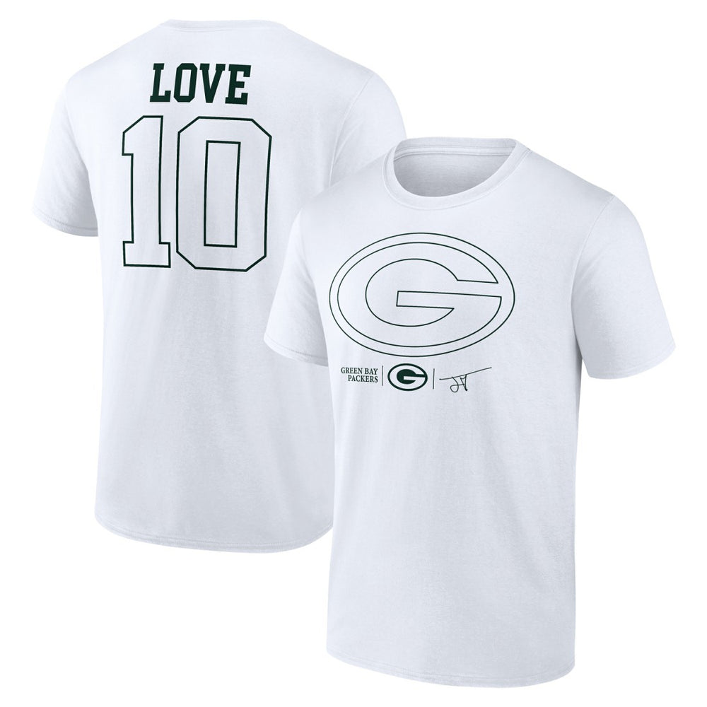 Jordan Love Green Bay Packers Tonal Name & Number T-Shirt White - NFL