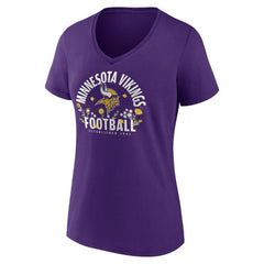 Justin Jefferson Minnesota Vikings Women's Floral Name & Number V-Neck T-Shirt Purple - NFL