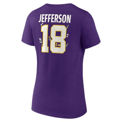 Justin Jefferson Minnesota Vikings Women's Floral Name & Number V-Neck T-Shirt Purple - NFL