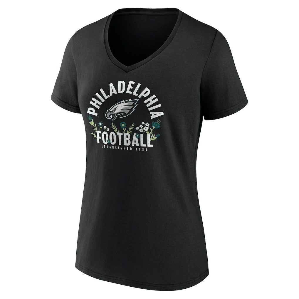 Saquon Barkley Philadelphia Eagles Women's Floral Name & Number V-Neck T-Shirt Black - NFL
