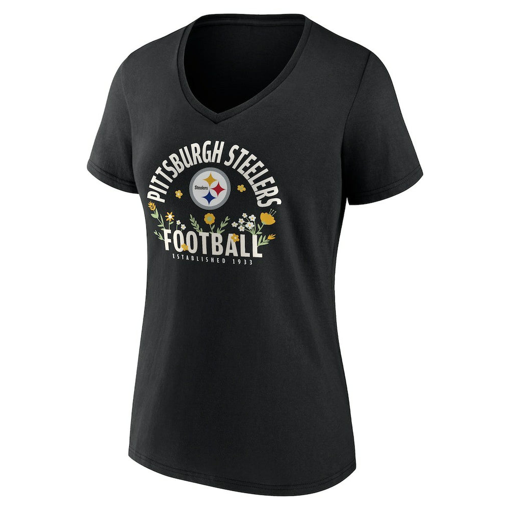 T.J. Watt Pittsburgh Steelers Women's Floral Name & Number V-Neck T-Shirt Black - NFL
