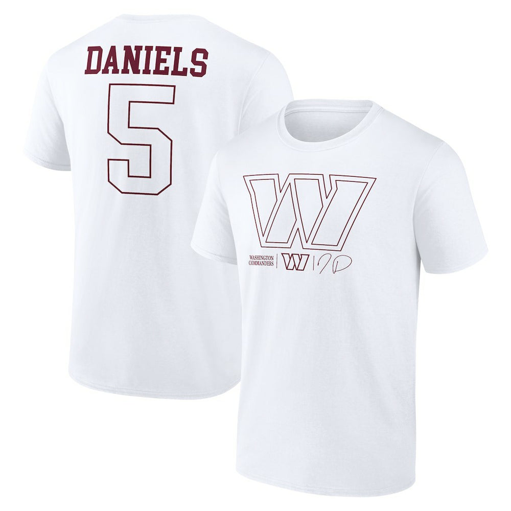 Jayden Daniels Washington Commanders Tonal Name & Number T-Shirt White - NFL