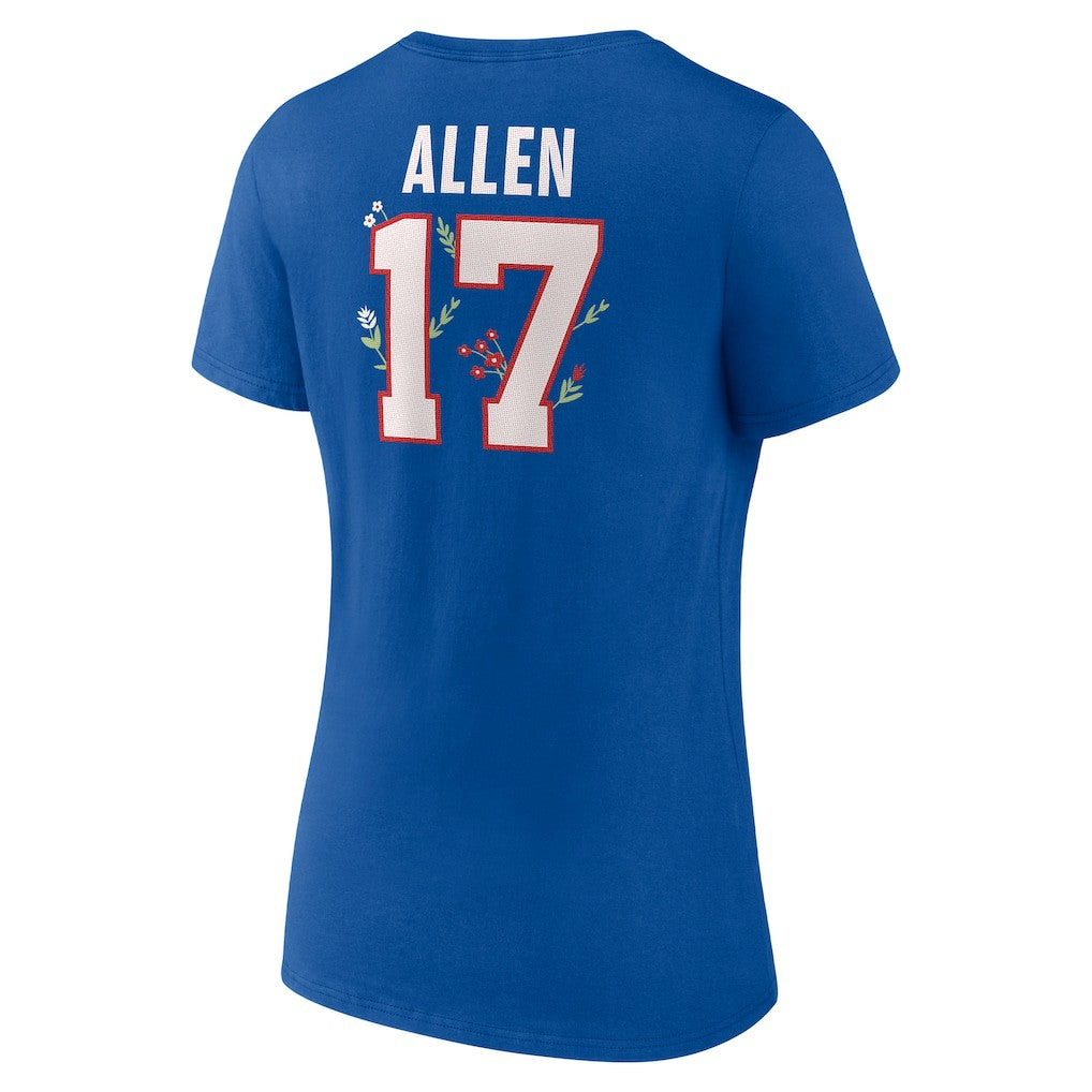 Josh Allen Buffalo Bills Women's Floral Name & Number V-Neck T-Shirt Royal - NFL