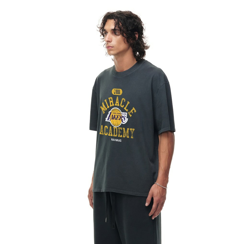 NBA - Los Angeles Lakers Unisex Miracle Academy x NBA Collection Vintage Boxy T-shirt - Heather Black
