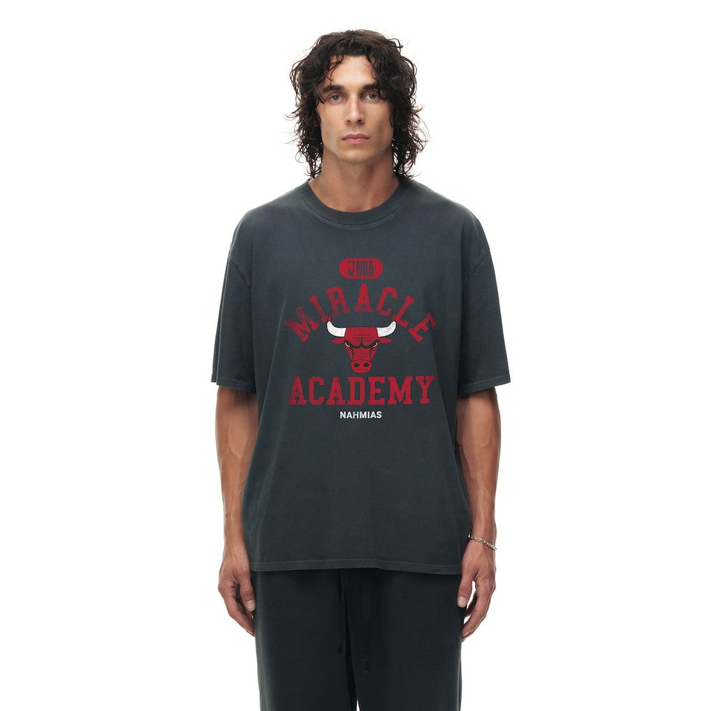 NBA - Chicago Bulls Unisex Miracle Academy x NBA Collection Vintage Boxy T-shirt - Heather Black