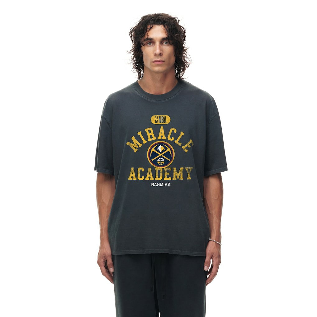 NBA - Denver Nuggets Unisex Miracle Academy x NBA Collection Vintage Boxy T-shirt - Heather Black