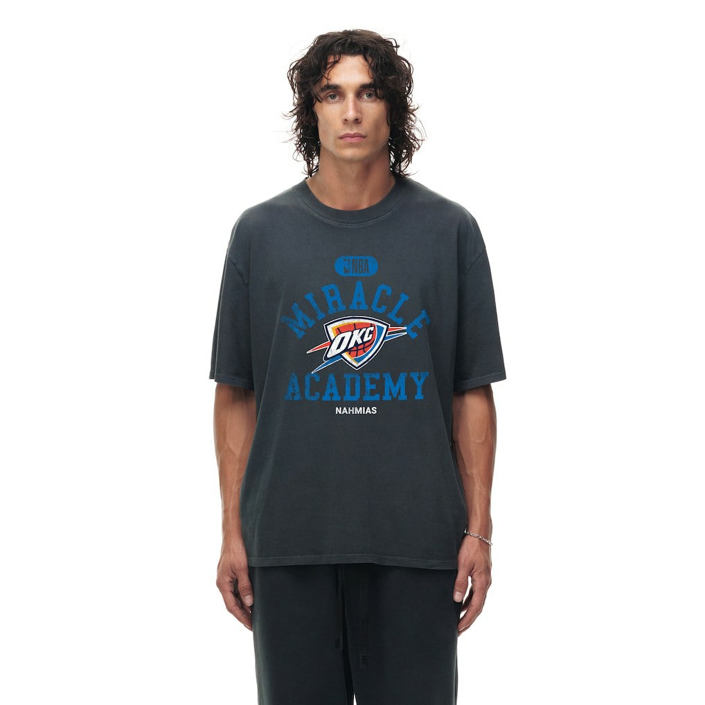NBA - Oklahoma City Thunder Unisex Miracle Academy x NBA Collection Vintage Boxy T-shirt - Heather Black
