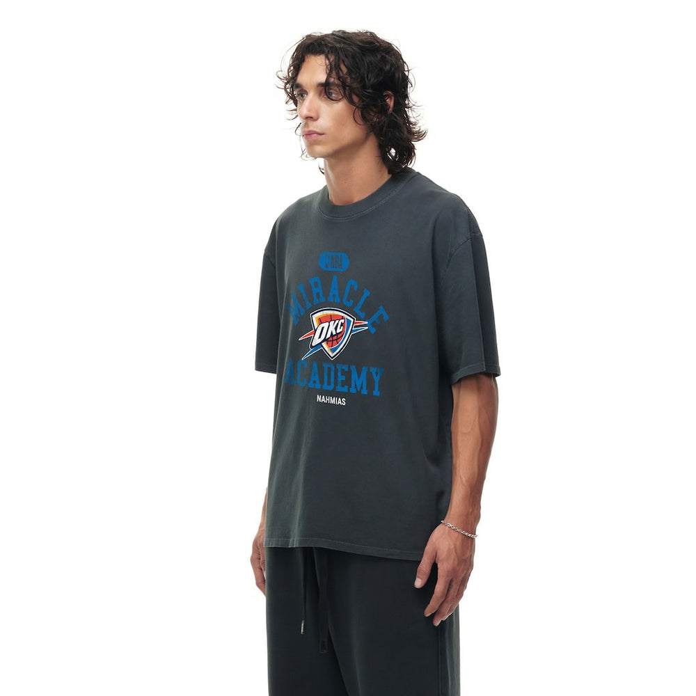 NBA - Oklahoma City Thunder Unisex Miracle Academy x NBA Collection Vintage Boxy T-shirt - Heather Black