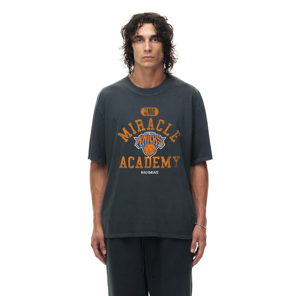 NBA - New York Knicks Unisex Miracle Academy x NBA Collection Vintage Boxy T-shirt - Heather Black