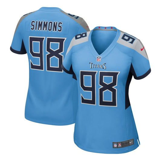 Jeffery Simmons Tennessee Titans Women's Team Game Jersey - Light Blue | NFL Jerseys