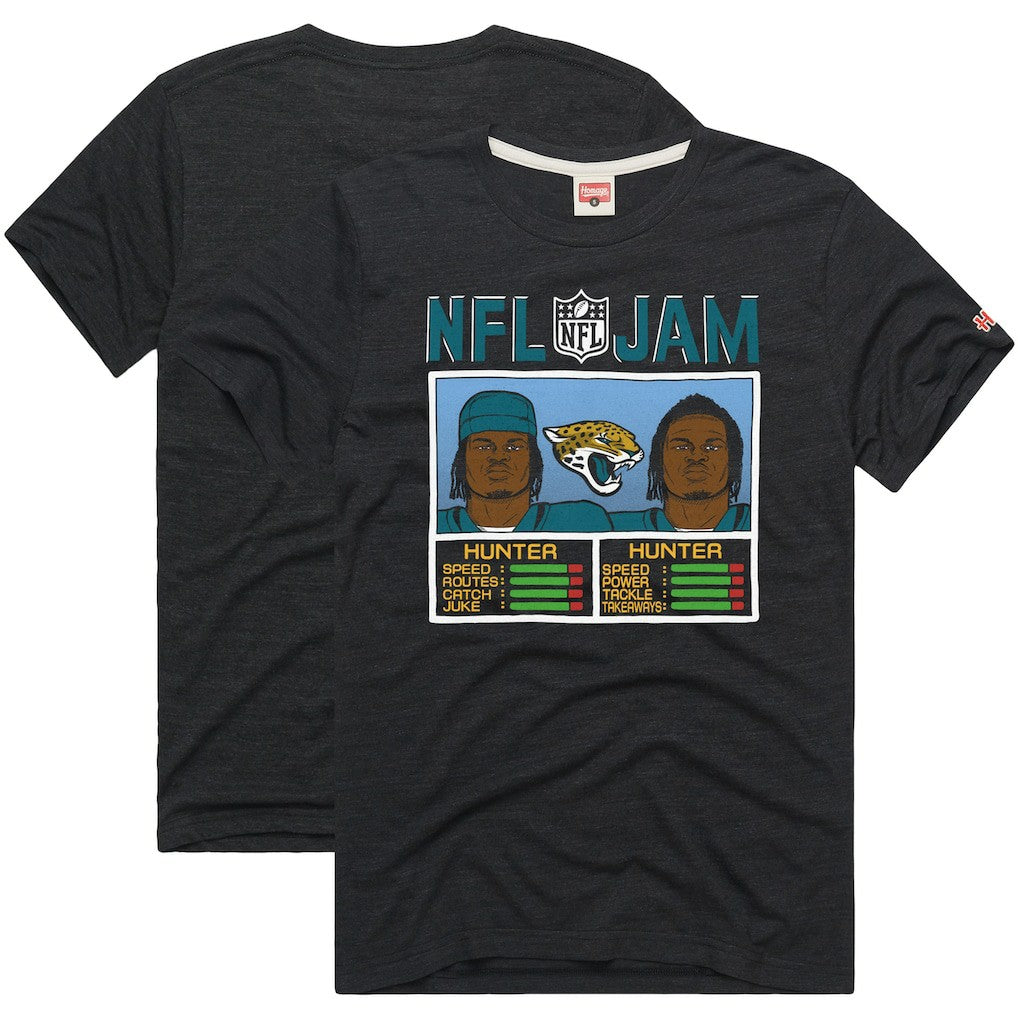 Travis Hunter Jacksonville Jaguars Homage Unisex NFL Jam Tri-Blend T-Shirt Black - NFL