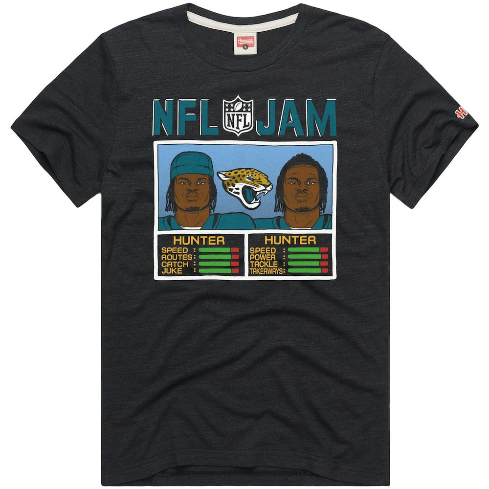 Travis Hunter Jacksonville Jaguars Homage Unisex NFL Jam Tri-Blend T-Shirt Black - NFL