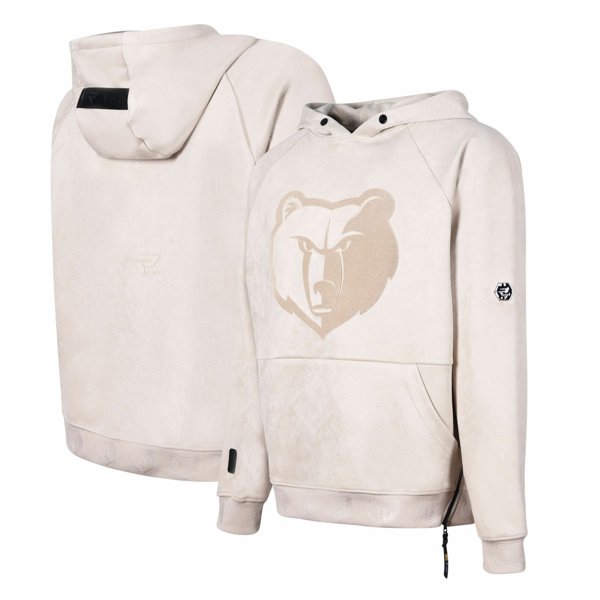 NBA - Memphis Grizzlies Protege Eco-Friendly Functional Suede Fashion Tonal Hoodie - Cream