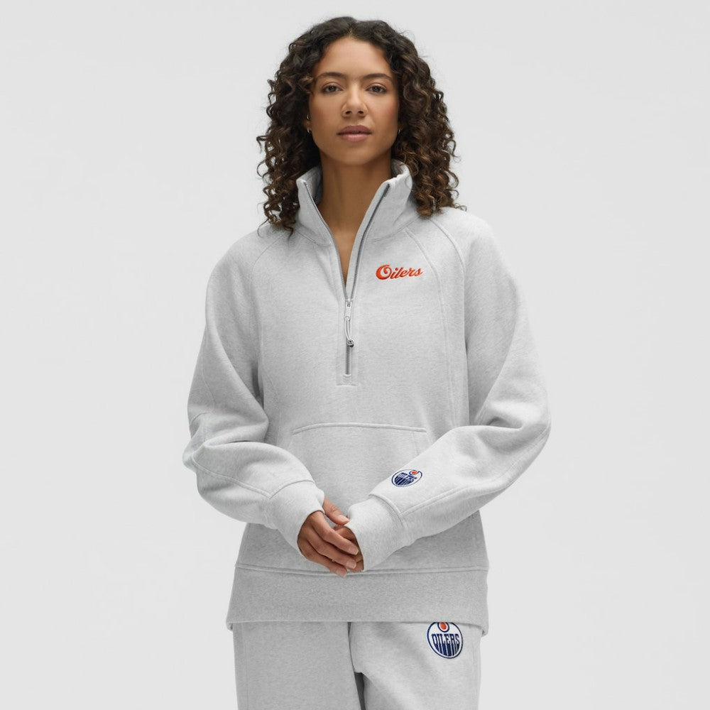 Edmonton Oilers - lululemon Women's Long Scuba Oversized Half-Zip Funnel Neck Heathered Core Ultra Light Grey