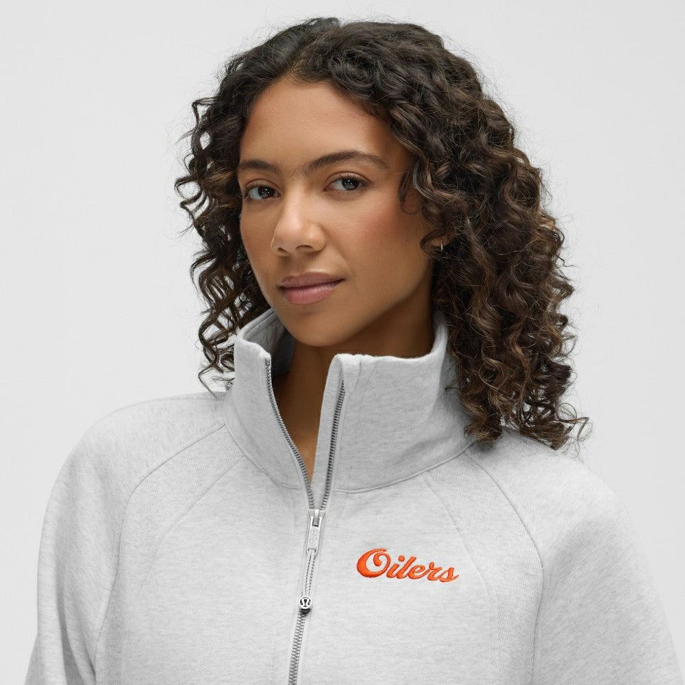 Edmonton Oilers - lululemon Women's Long Scuba Oversized Half-Zip Funnel Neck Heathered Core Ultra Light Grey