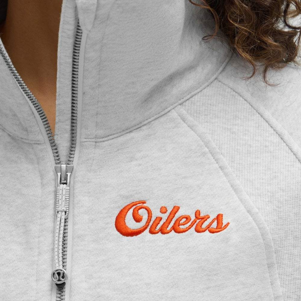 Edmonton Oilers - lululemon Women's Long Scuba Oversized Half-Zip Funnel Neck Heathered Core Ultra Light Grey